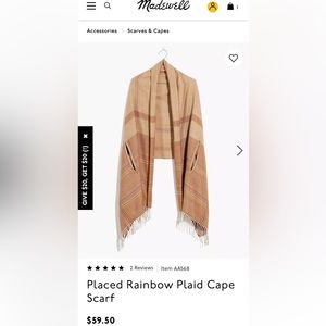 Madewell Placed Rainbow Plaid Cape Scarf